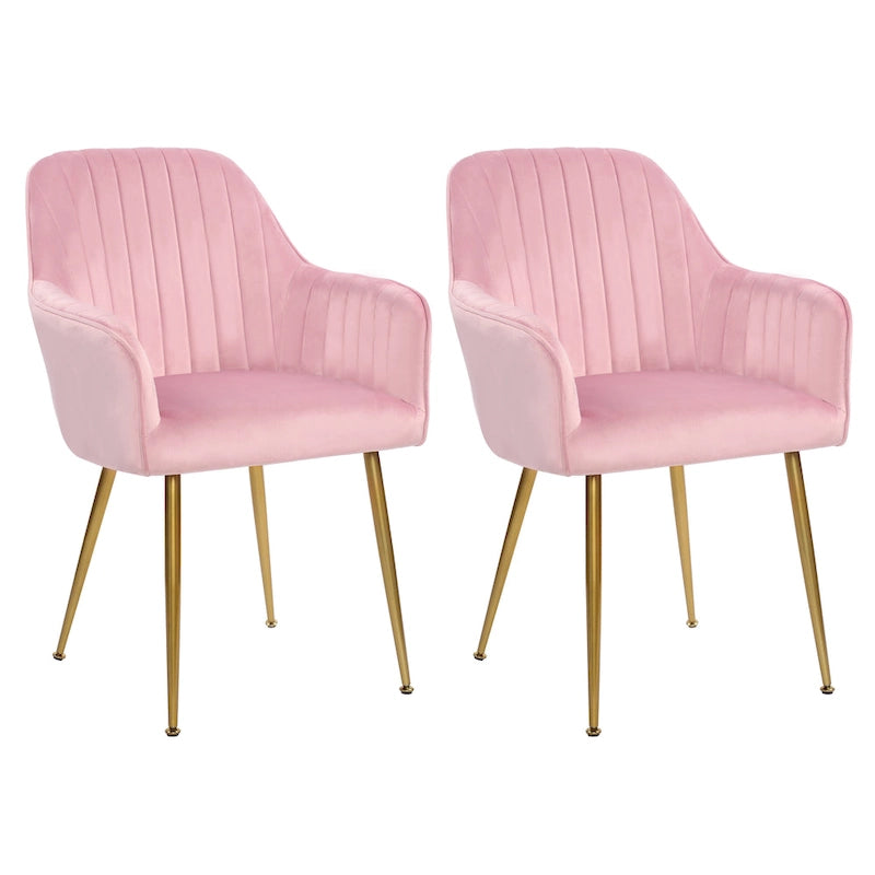 Chaises de salle à manger d'appoint en velours avec pieds en métal doré