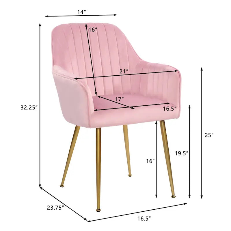 Chaises de salle à manger d'appoint en velours avec pieds en métal doré