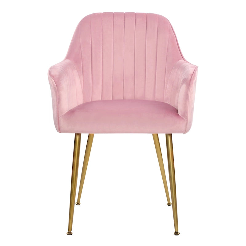 Chaises de salle à manger d'appoint en velours avec pieds en métal doré