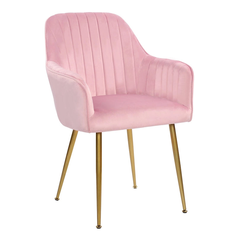 Chaises de salle à manger d'appoint en velours avec pieds en métal doré