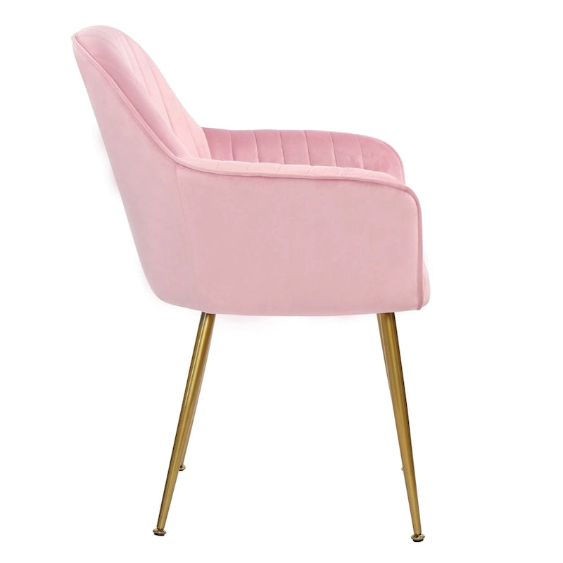 Chaises de salle à manger d'appoint en velours avec pieds en métal doré