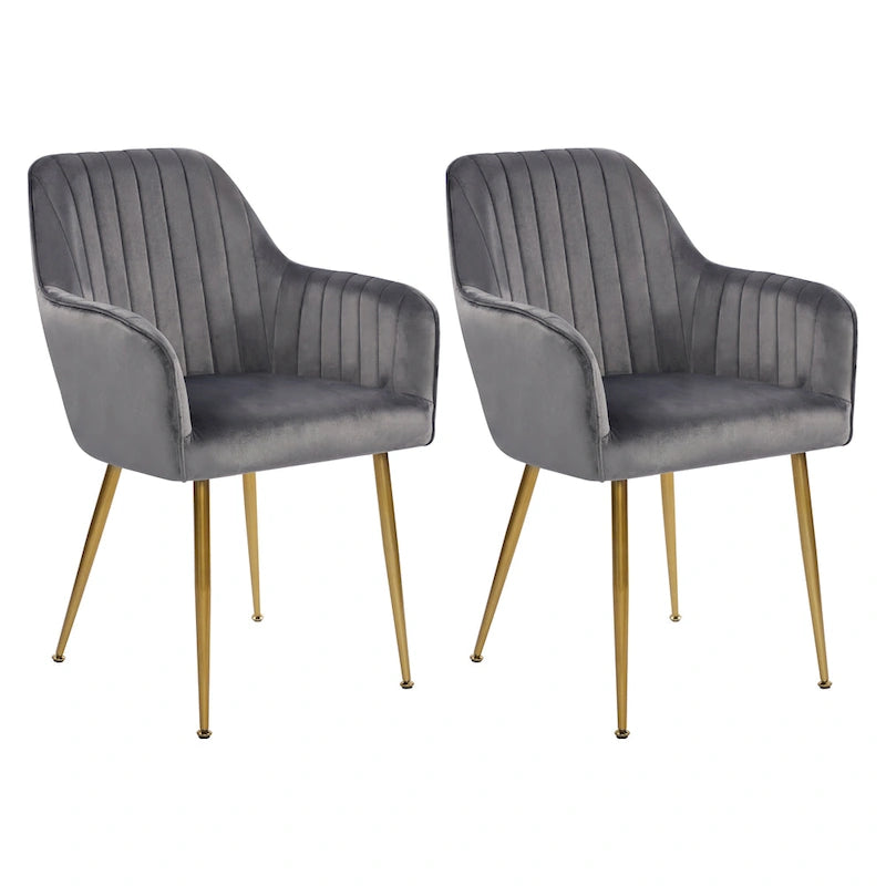 Chaises de salle à manger d'appoint en velours avec pieds en métal doré
