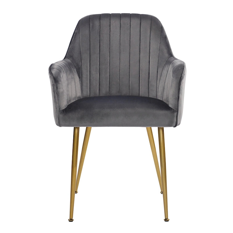 Chaises de salle à manger d'appoint en velours avec pieds en métal doré