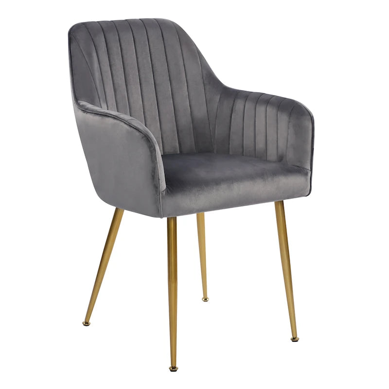 Chaises de salle à manger d'appoint en velours avec pieds en métal doré