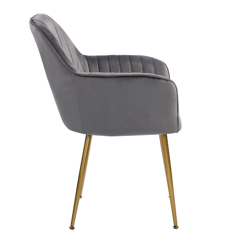 Chaises de salle à manger d'appoint en velours avec pieds en métal doré