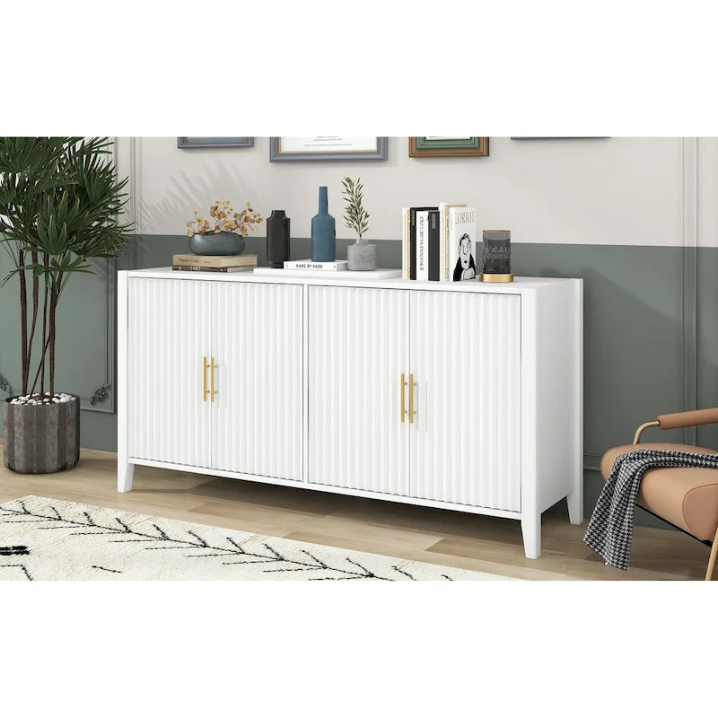 Meuble de rangement en bois avec poignées en métal