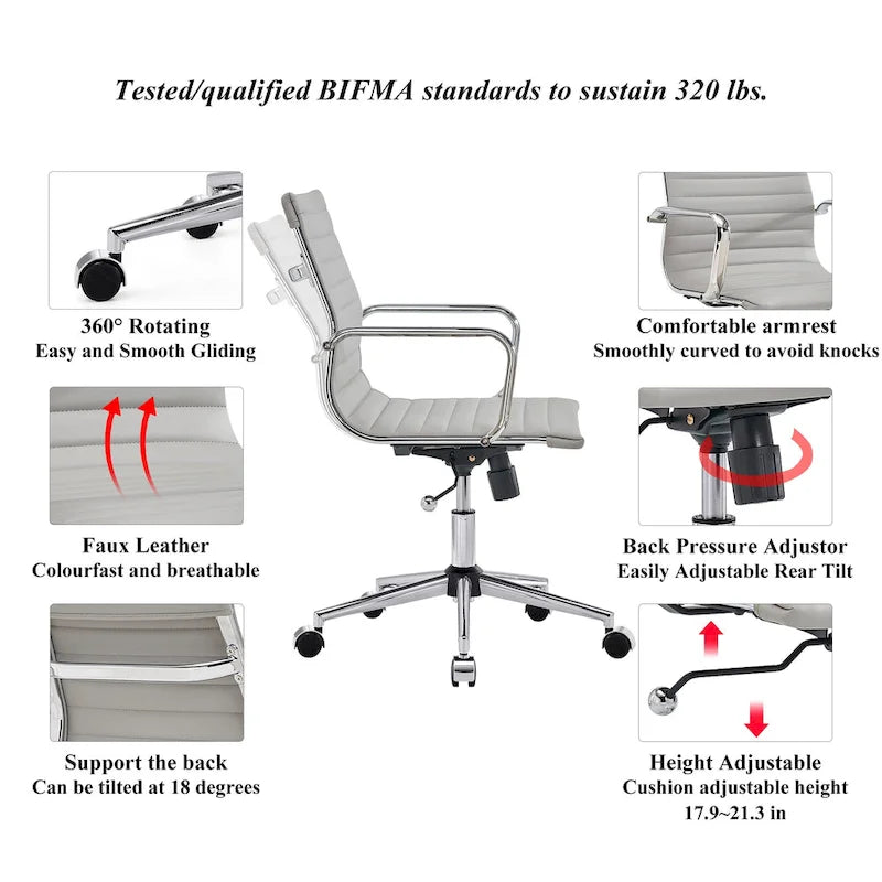 Chaise de bureau informatique côtelée