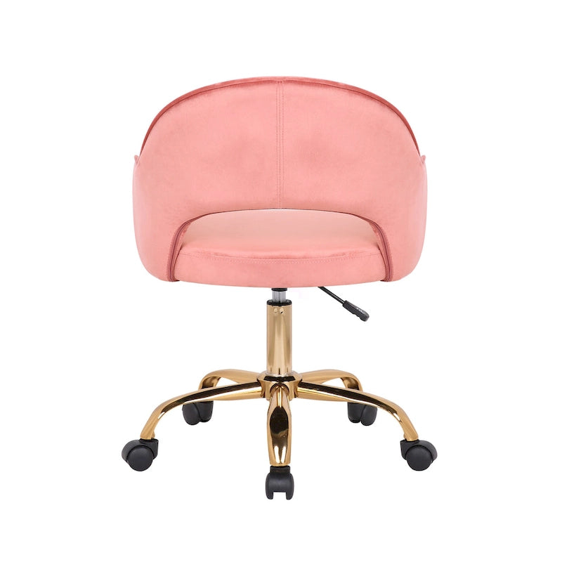 Fauteuil de bureau pivotant en velours, pieds chromés dorés