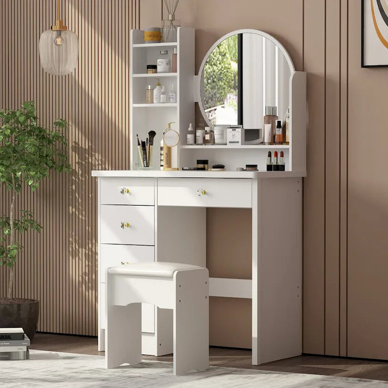 Grande coiffeuse avec tabouret et miroir