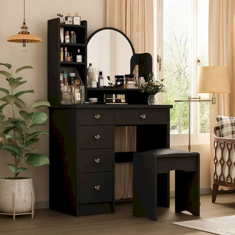 Grande coiffeuse avec tabouret et miroir
