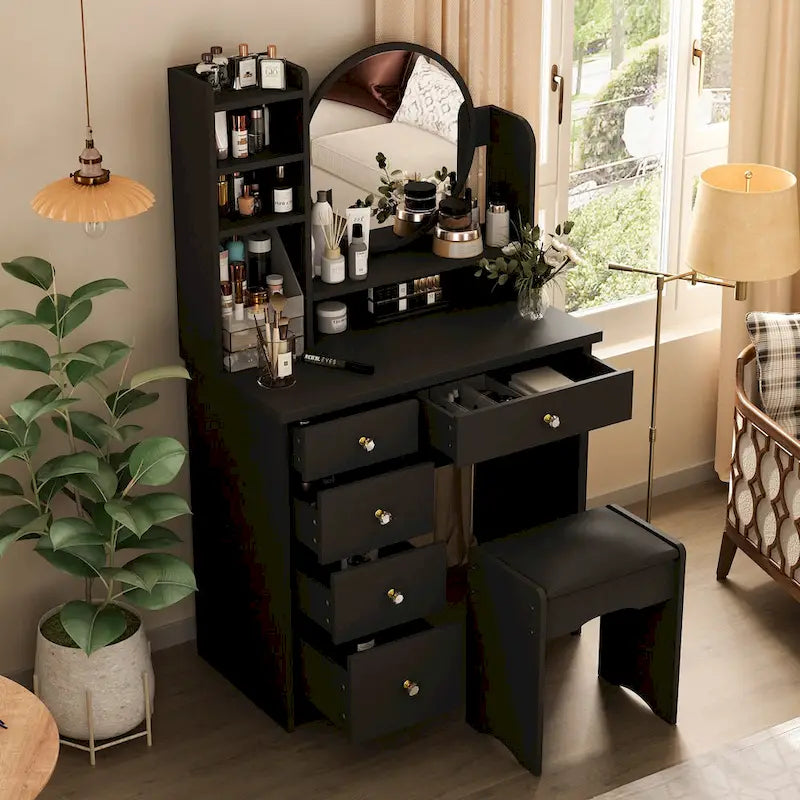 Grande coiffeuse avec tabouret et miroir
