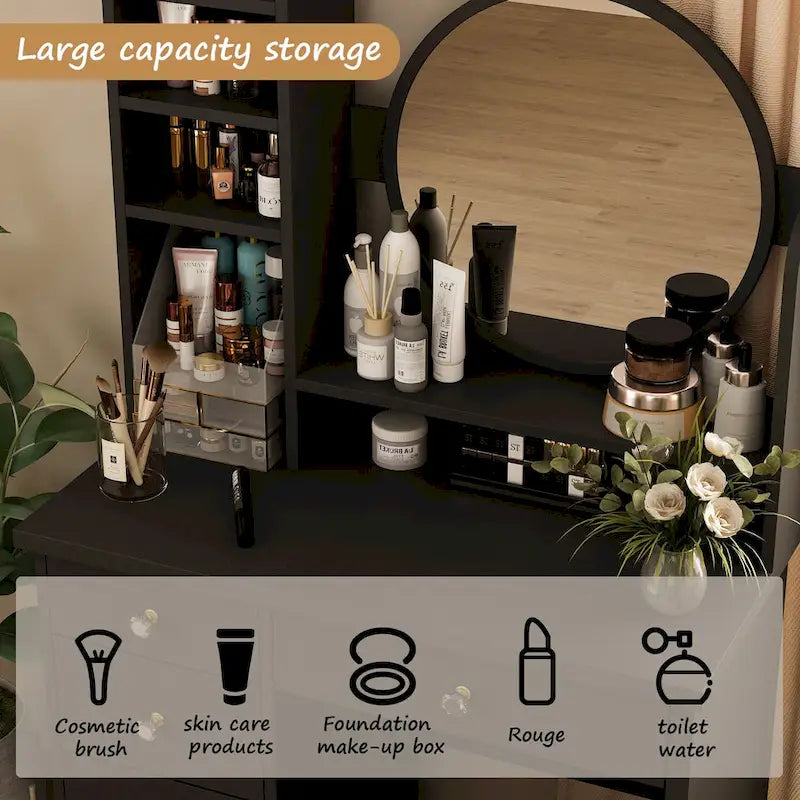 Grande coiffeuse avec tabouret et miroir