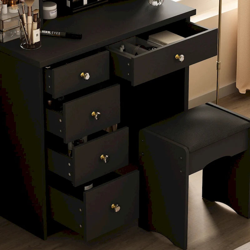 Grande coiffeuse avec tabouret et miroir