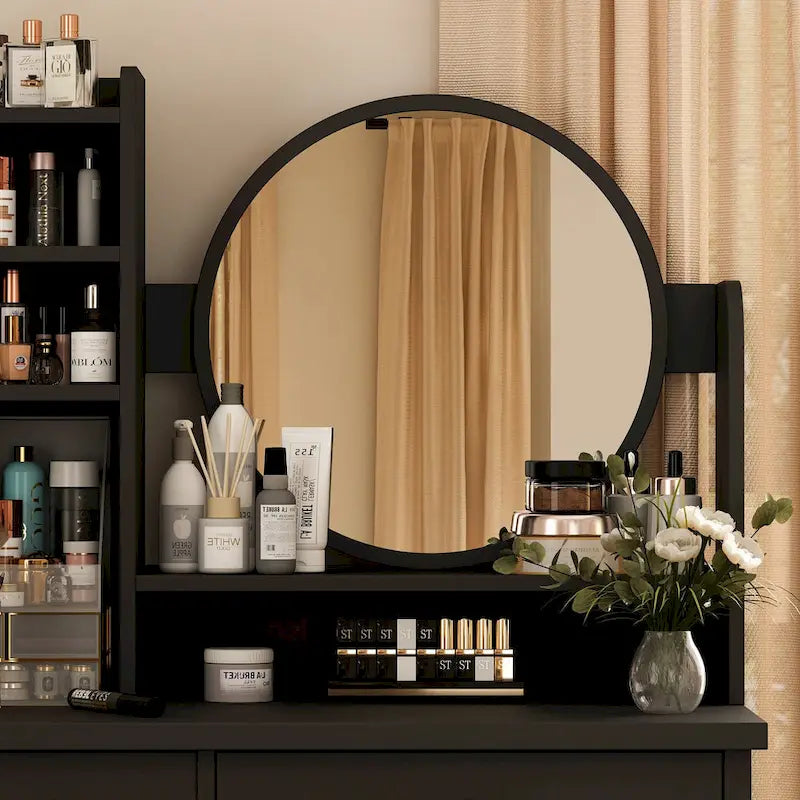 Grande coiffeuse avec tabouret et miroir
