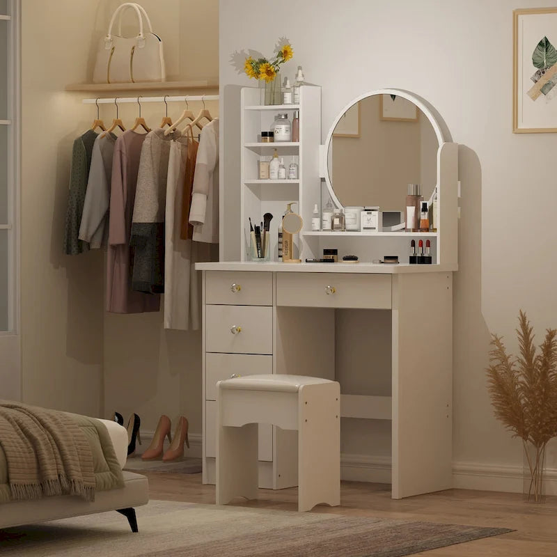 Grande coiffeuse avec tabouret et miroir