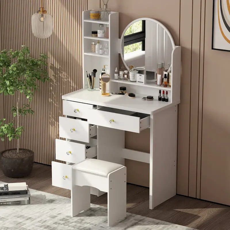 Grande coiffeuse avec tabouret et miroir