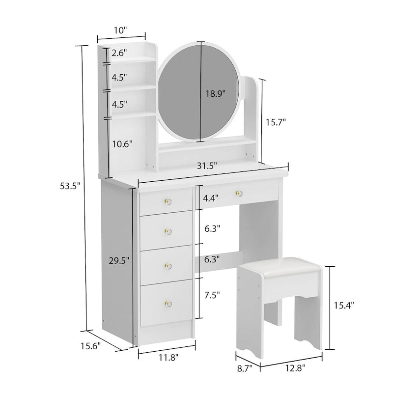 Grande coiffeuse avec tabouret et miroir