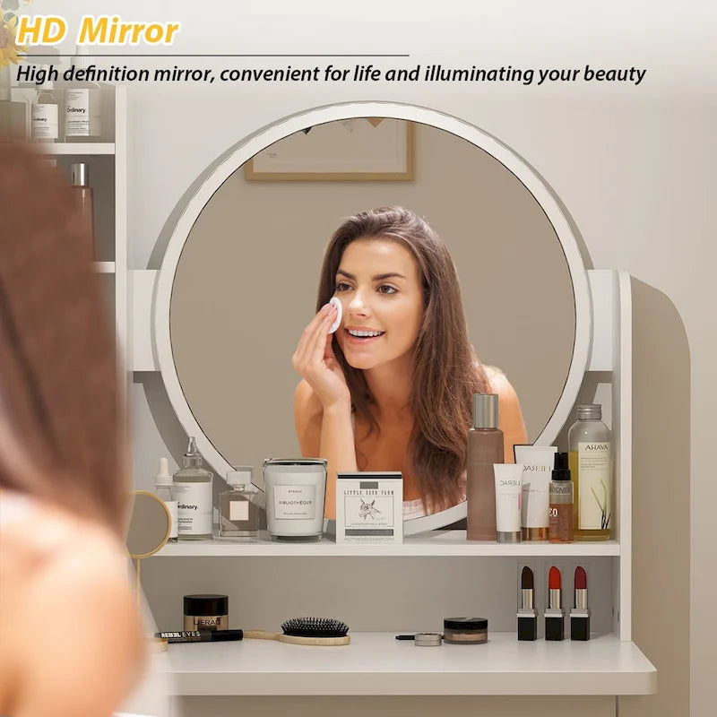 Grande coiffeuse avec tabouret et miroir
