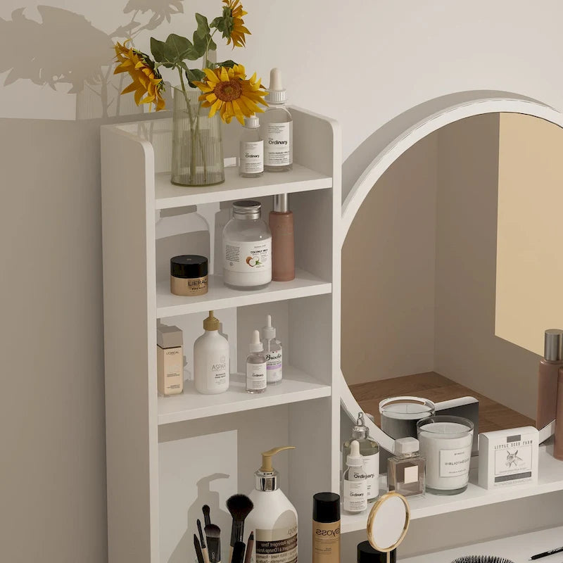 Grande coiffeuse avec tabouret et miroir