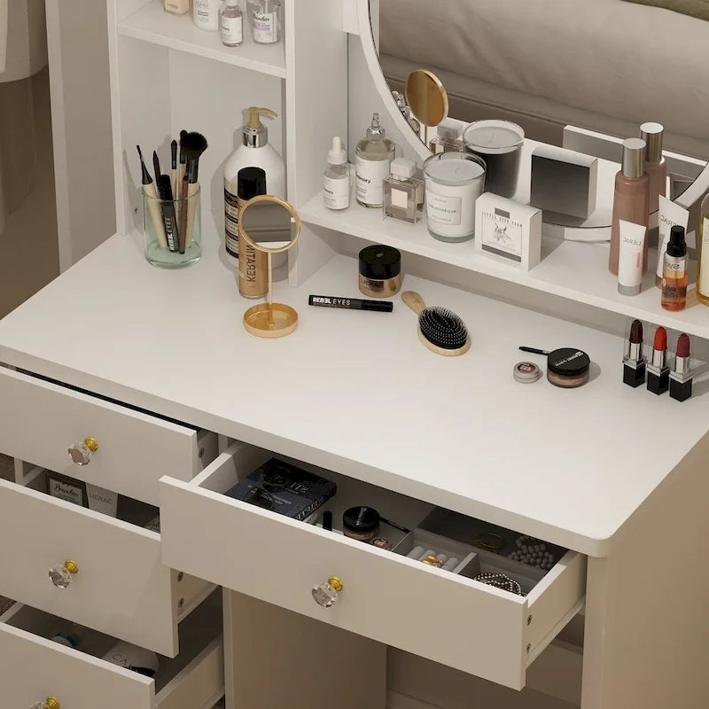 Grande coiffeuse avec tabouret et miroir