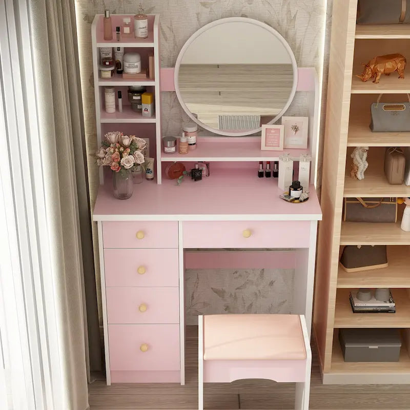 Grande coiffeuse avec tabouret et miroir