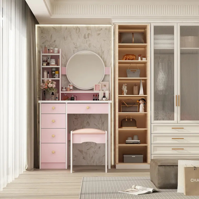 Grande coiffeuse avec tabouret et miroir
