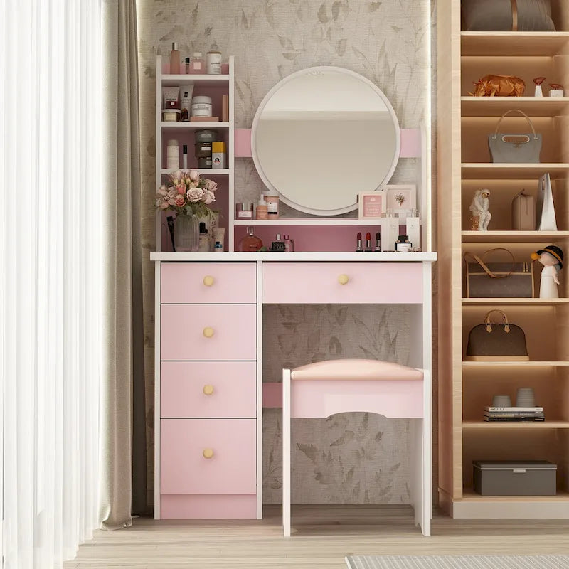 Grande coiffeuse avec tabouret et miroir