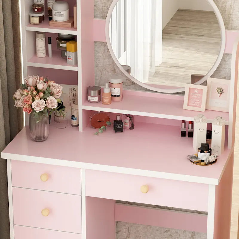 Grande coiffeuse avec tabouret et miroir