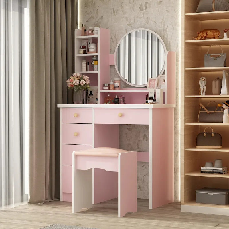 Grande coiffeuse avec tabouret et miroir