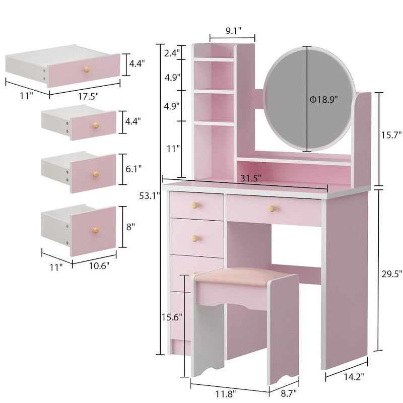 Grande coiffeuse avec tabouret et miroir