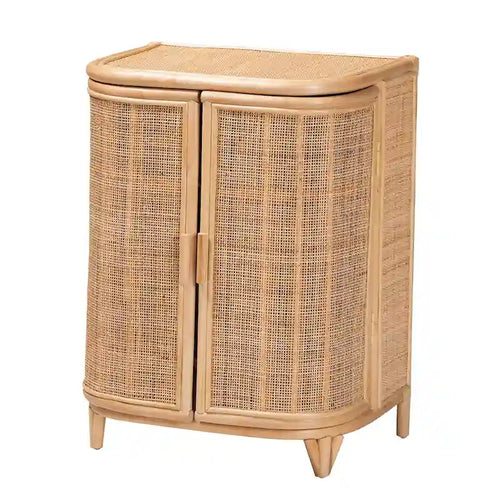 Meuble de rangement bohème en rotin naturel