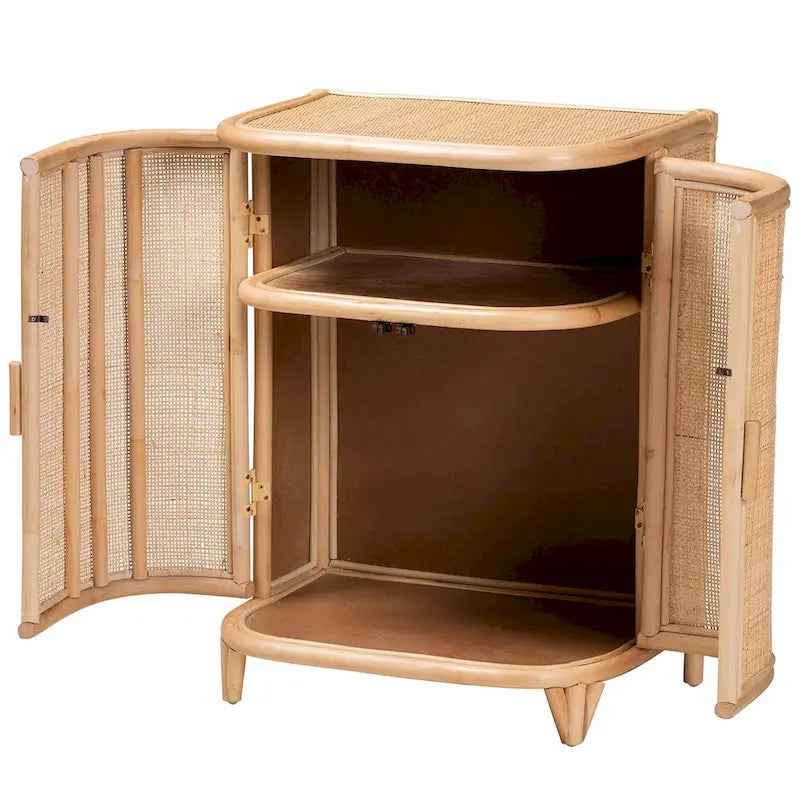 Meuble de rangement bohème en rotin naturel