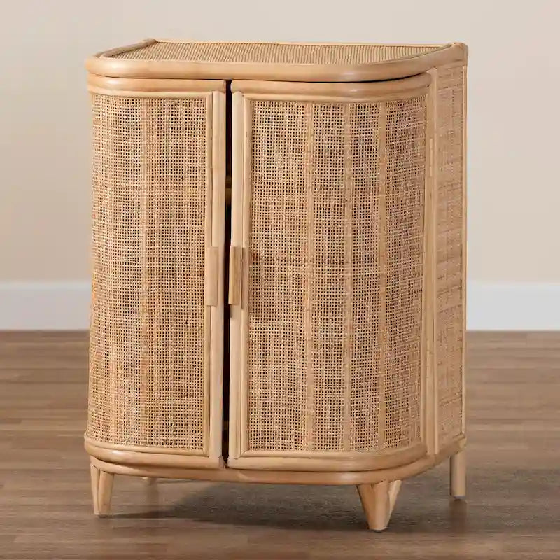 Meuble de rangement bohème en rotin naturel