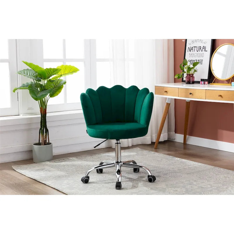 Chaise de bureau pivotante réglable en hauteur, en velours