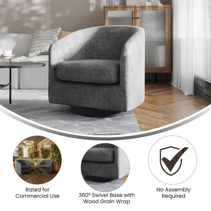 Fauteuil pivotant Barrel avec base en vinyle