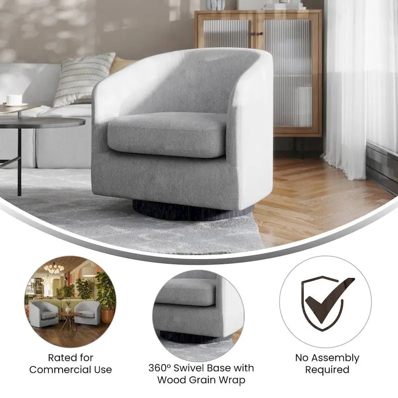 Fauteuil pivotant Barrel avec base en vinyle