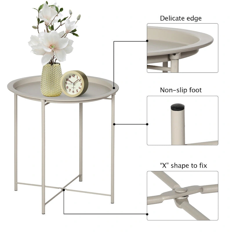 Table d'appoint moderne avec plateau rond amovible