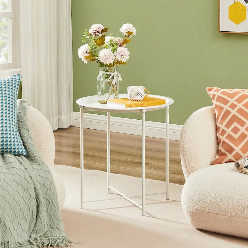 Table d'appoint moderne avec plateau rond amovible