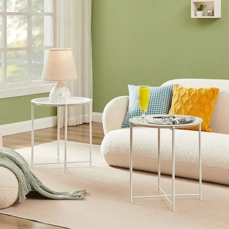 Table d'appoint moderne avec plateau rond amovible