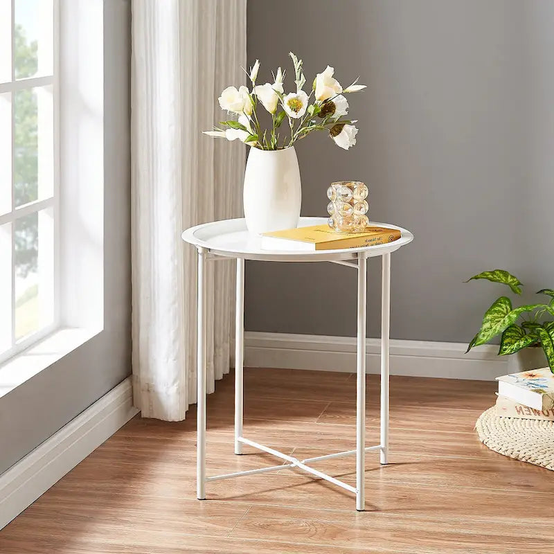 Table d'appoint moderne avec plateau rond amovible