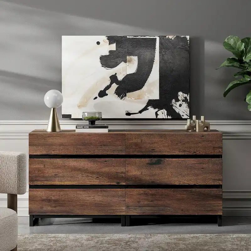 Buffet moderne 2-en-1 avec 6 tiroirs