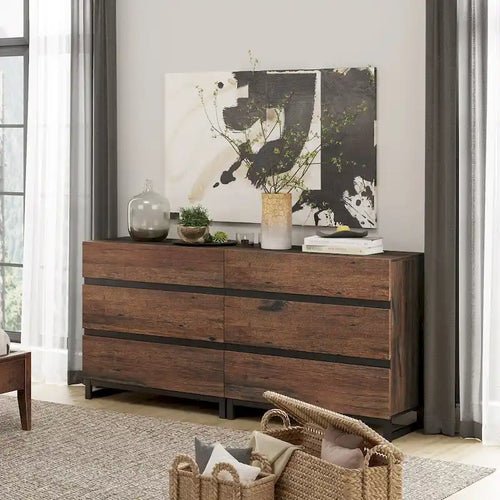 Buffet moderne 2-en-1 avec 6 tiroirs