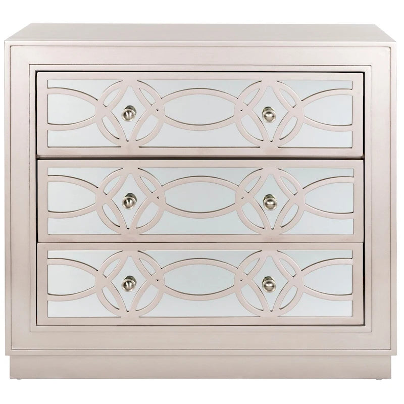 Mini commode de rangement nickel à 3 tiroirs