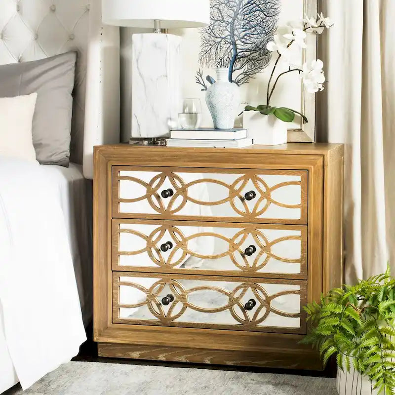 Mini commode de rangement nickel à 3 tiroirs