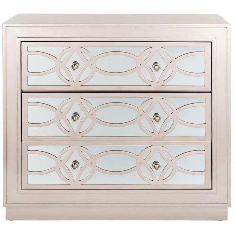 Mini commode de rangement nickel à 3 tiroirs