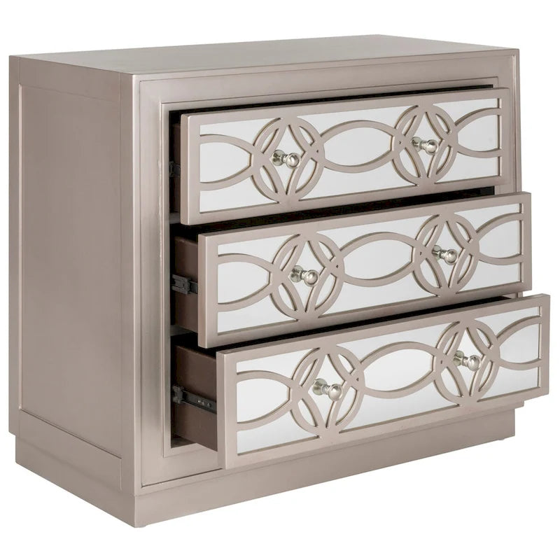 Mini commode de rangement nickel à 3 tiroirs