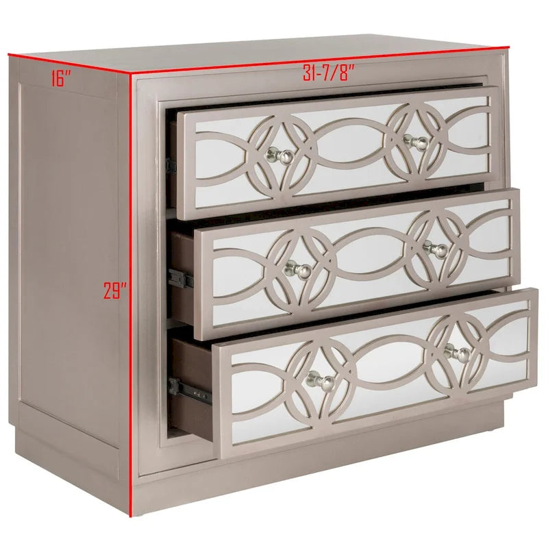 Mini commode de rangement nickel à 3 tiroirs