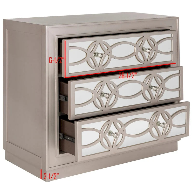Mini commode de rangement nickel à 3 tiroirs