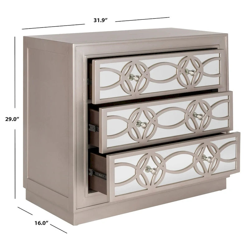 Mini commode de rangement nickel à 3 tiroirs