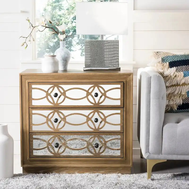 Mini commode de rangement nickel à 3 tiroirs